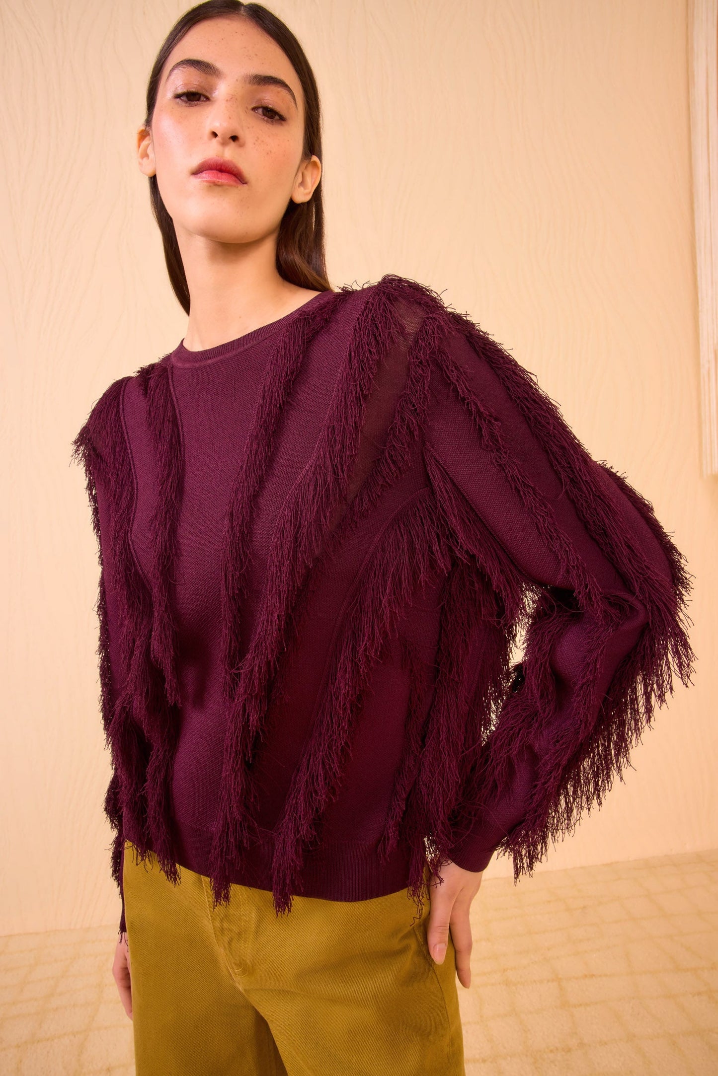 Aubree Long Sleeve Knit Pullover - Mahogany