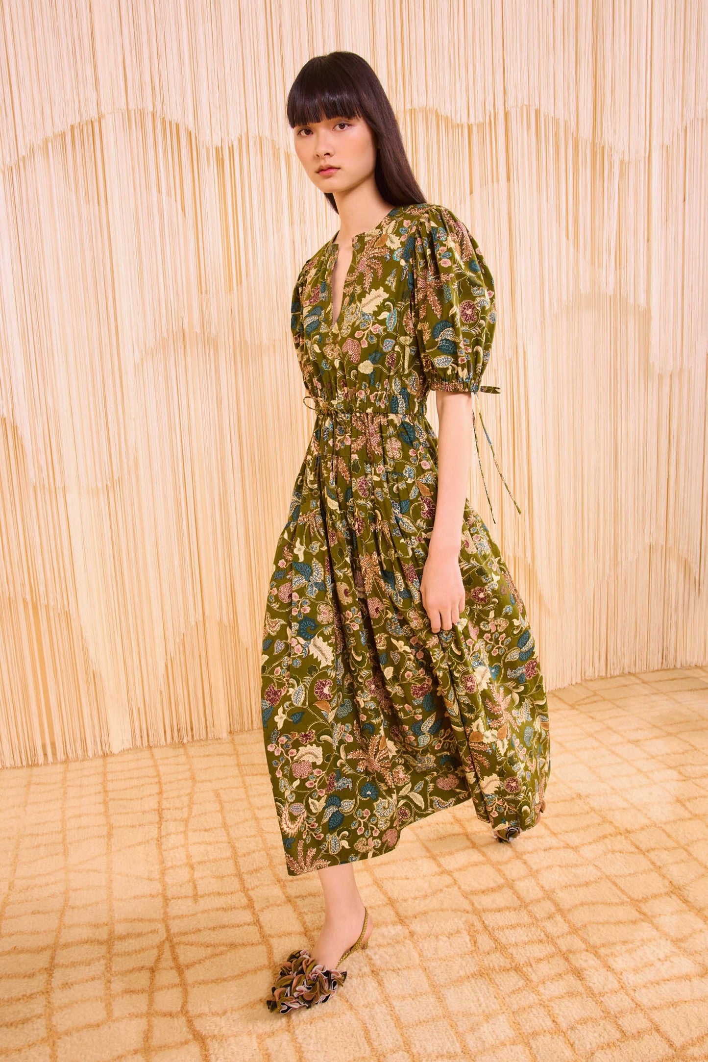 Adriana Short Sleeve Midi Dress - Lichen