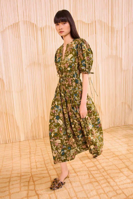 Adriana Short Sleeve Midi Dress - Lichen