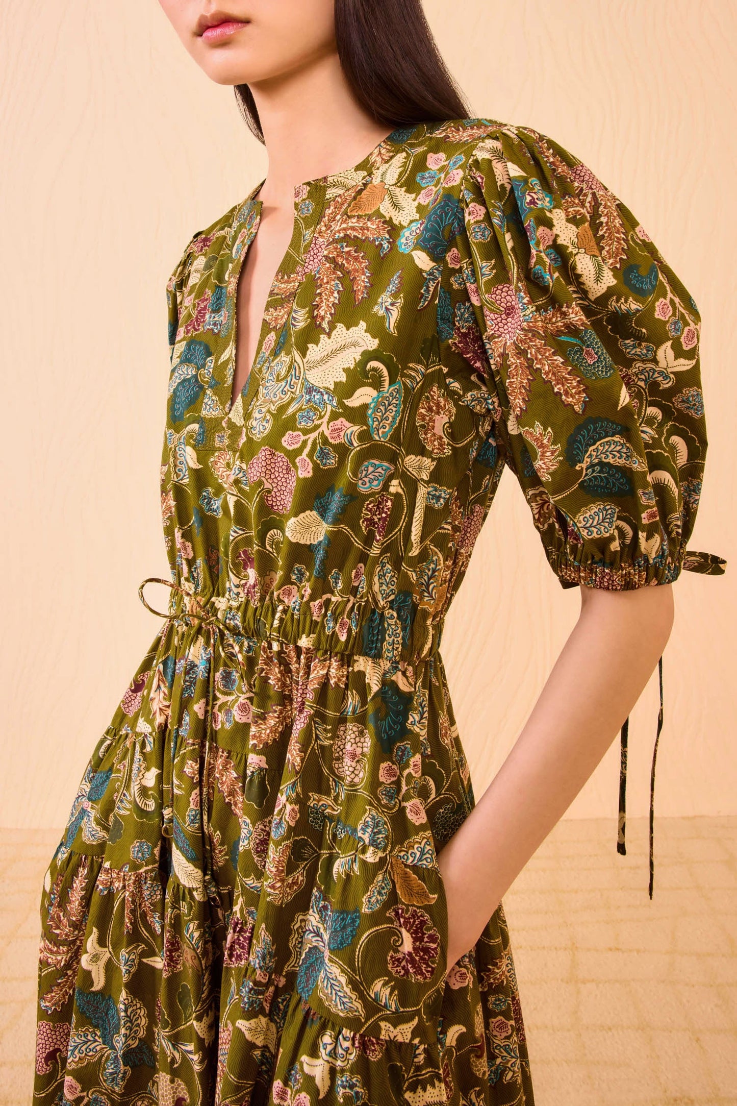 Adriana Short Sleeve Midi Dress - Lichen