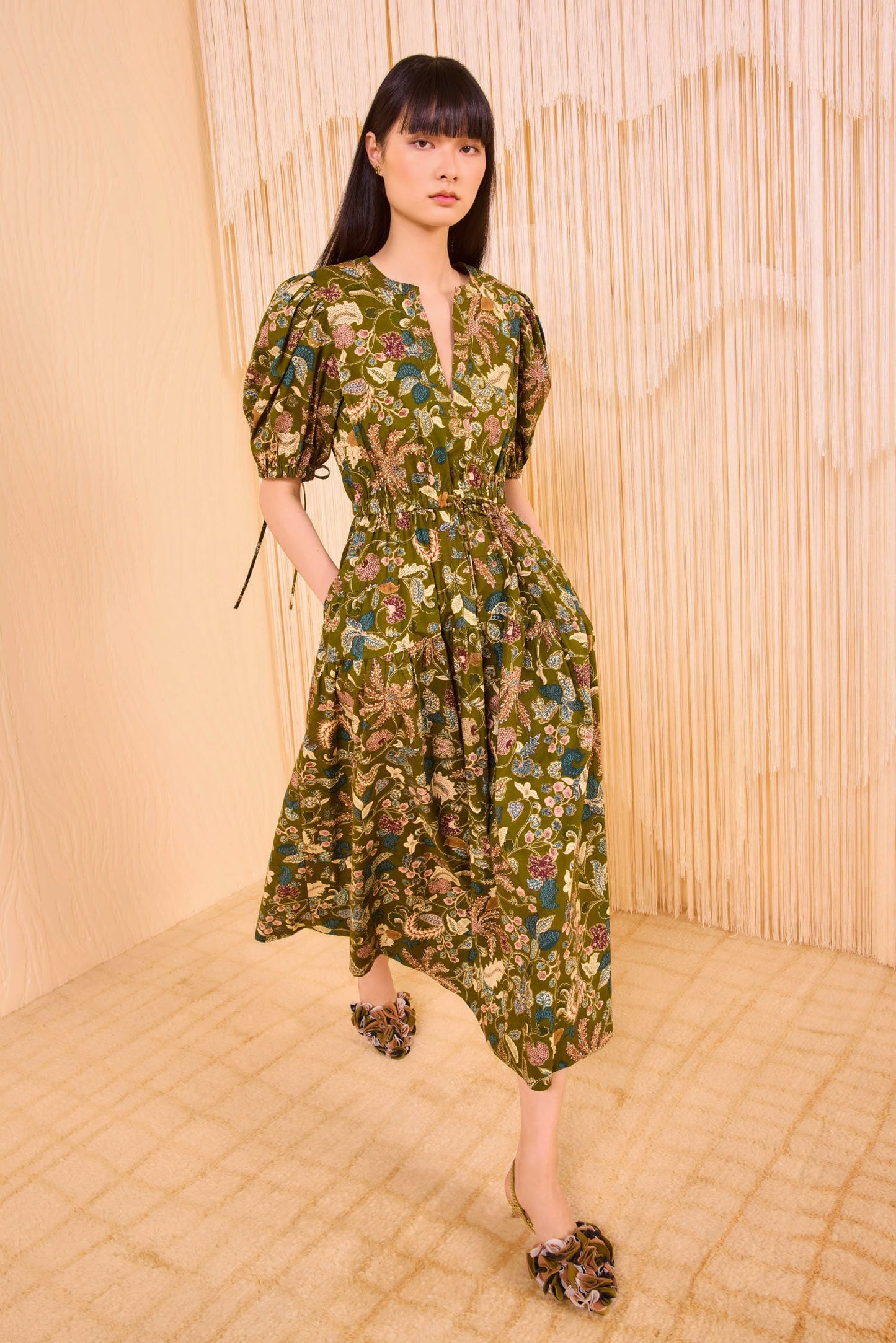 Adriana Short Sleeve Midi Dress - Lichen